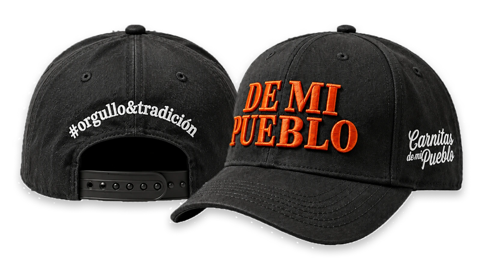 Gorra De Mi Pueblo, vista frontal y trasera