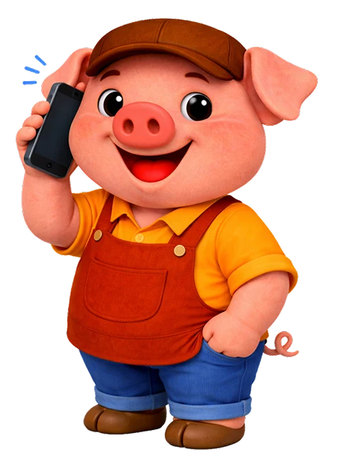 Puerquito hablando por teléfono